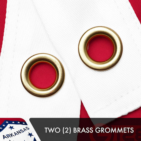 G128 Arkansas State Flag | 3x5 Ft | Double ToughWeave Series Double Sided Embroidered 210D Polyester | Embroidered Design, Indoor/Outdoor, Brass Grommets, Heavy Duty, 2-ply