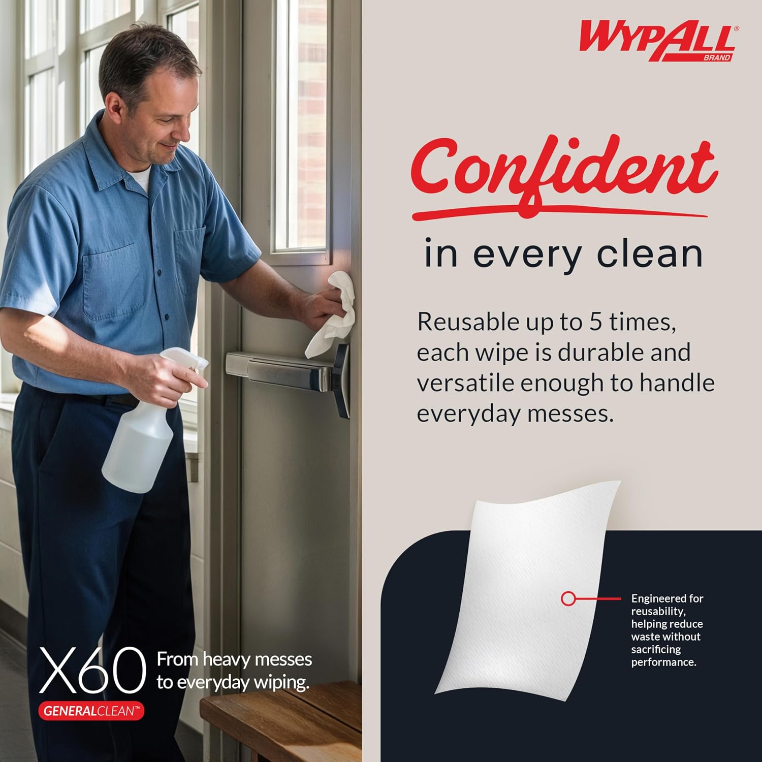 WypAll GeneralClean X60 Multi-Task Cleaning Cloths, 1100 Towels (34965)