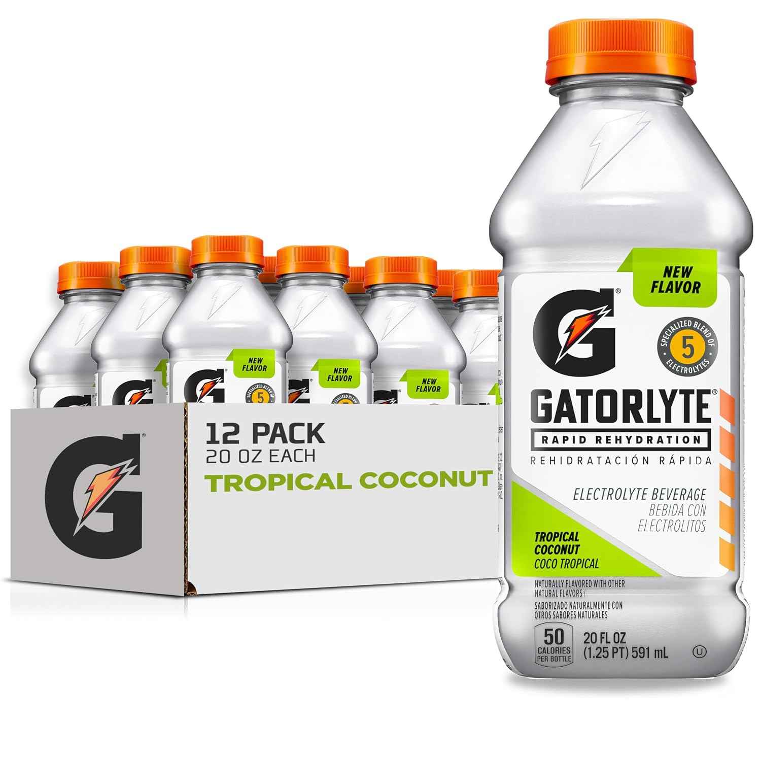 Gatorlyte Rapid Rehydration Electrolyte Beverage, Orange, 20oz Bottles (12 Pack)