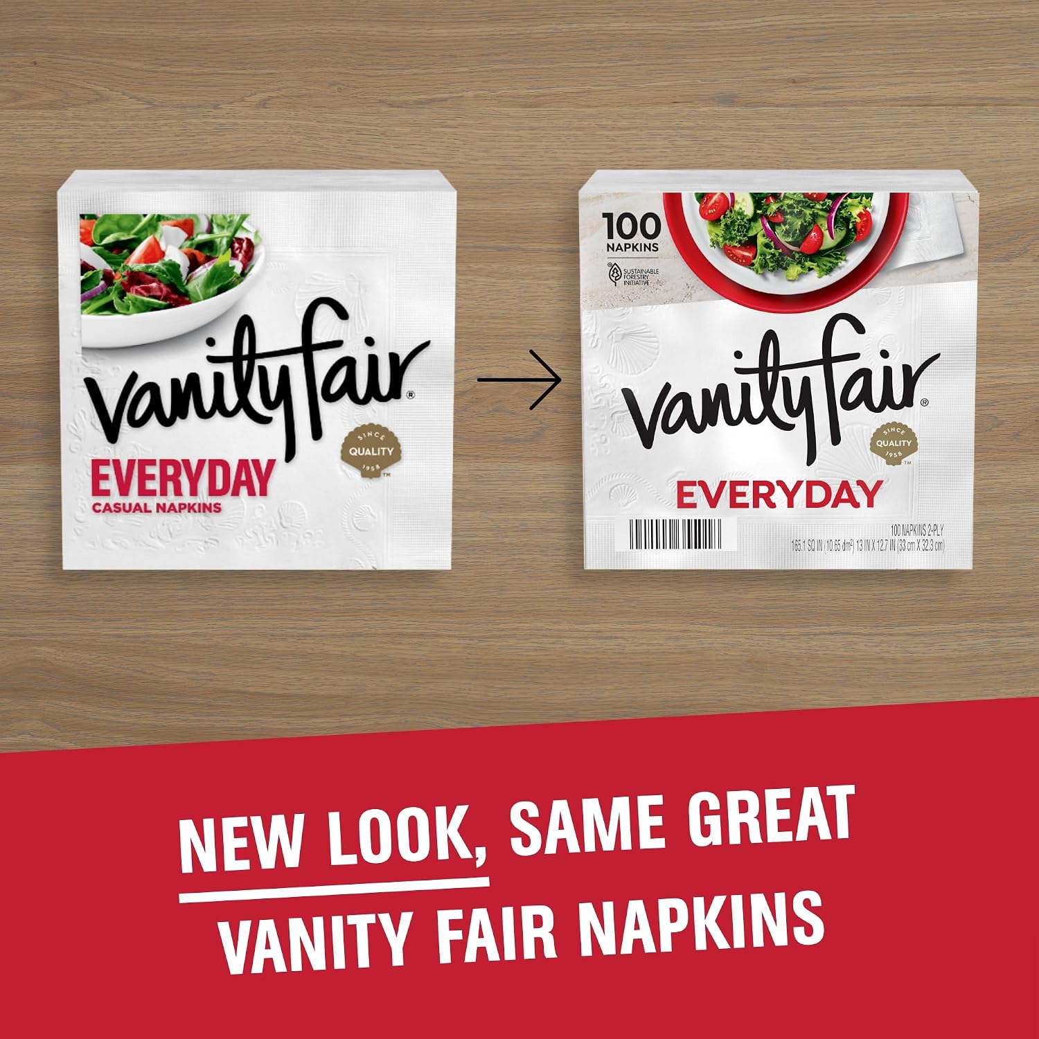 Vanity Fair Everyday Paper Napkins, 100 Count, Disposable Napkins Made Soft And Smooth For Everyday Meals
