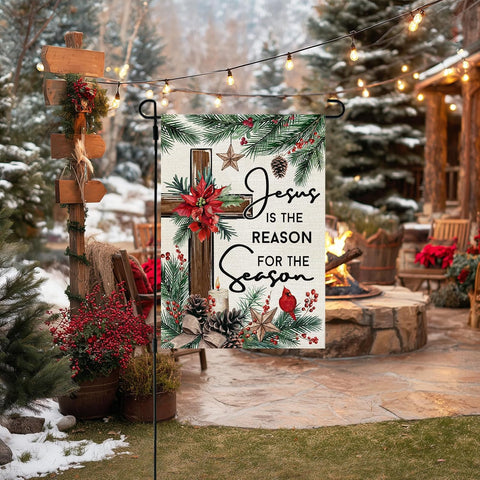 CROWNED BEAUTY Christmas Jesus Is the Reason Garden Flag for Outside 12x18