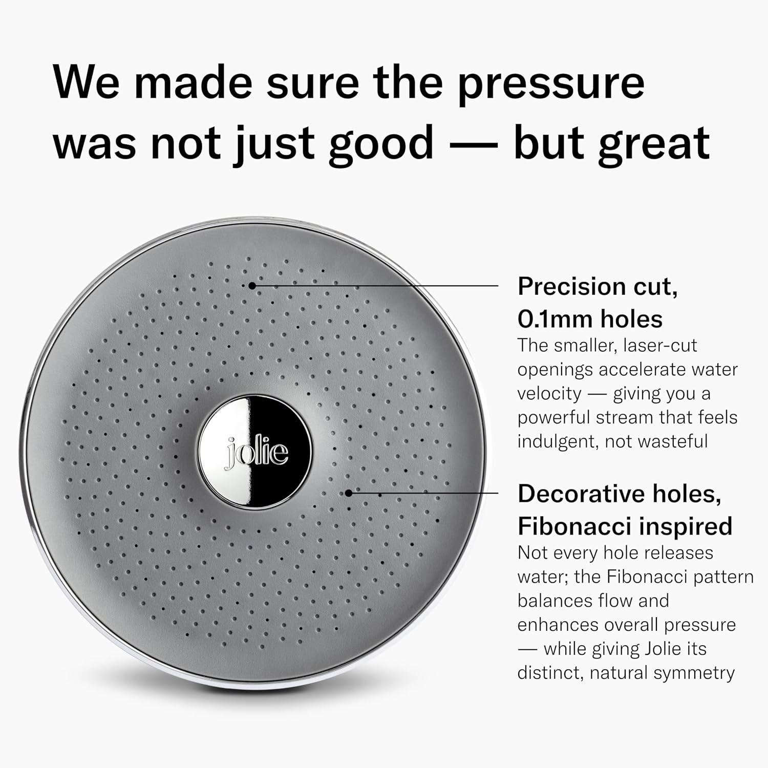Jolie Filtered Showerhead, High Pressure Shower Filter, Brushed Steel