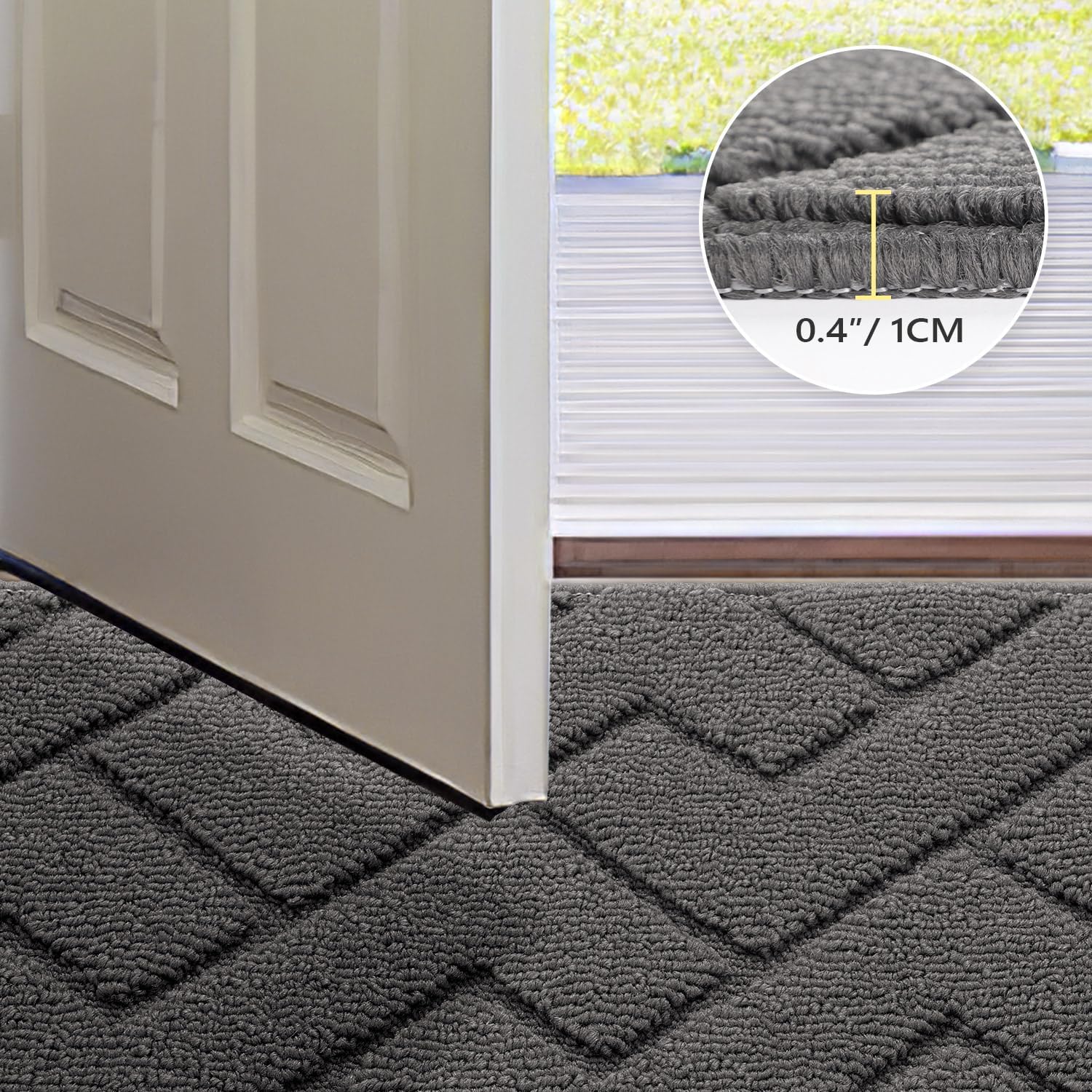 hicorfe Door mat Indoor Entrance,Dirt Trapper Door Mat,Non-Slip Welcome mat