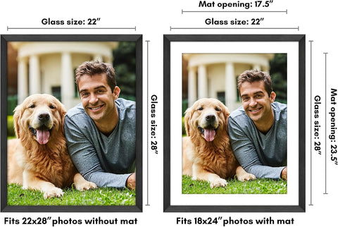 Americanflat 22x28 Poster Frame - Matted to 18x24 - Engineered Wood - Black