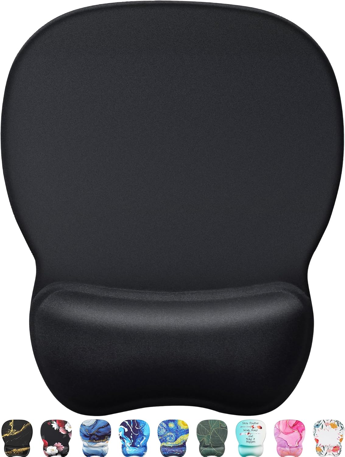 MROCO Ergonomic Mouse Pad with Gel Wrist Rest, 9.4 x 8.1 in, Black