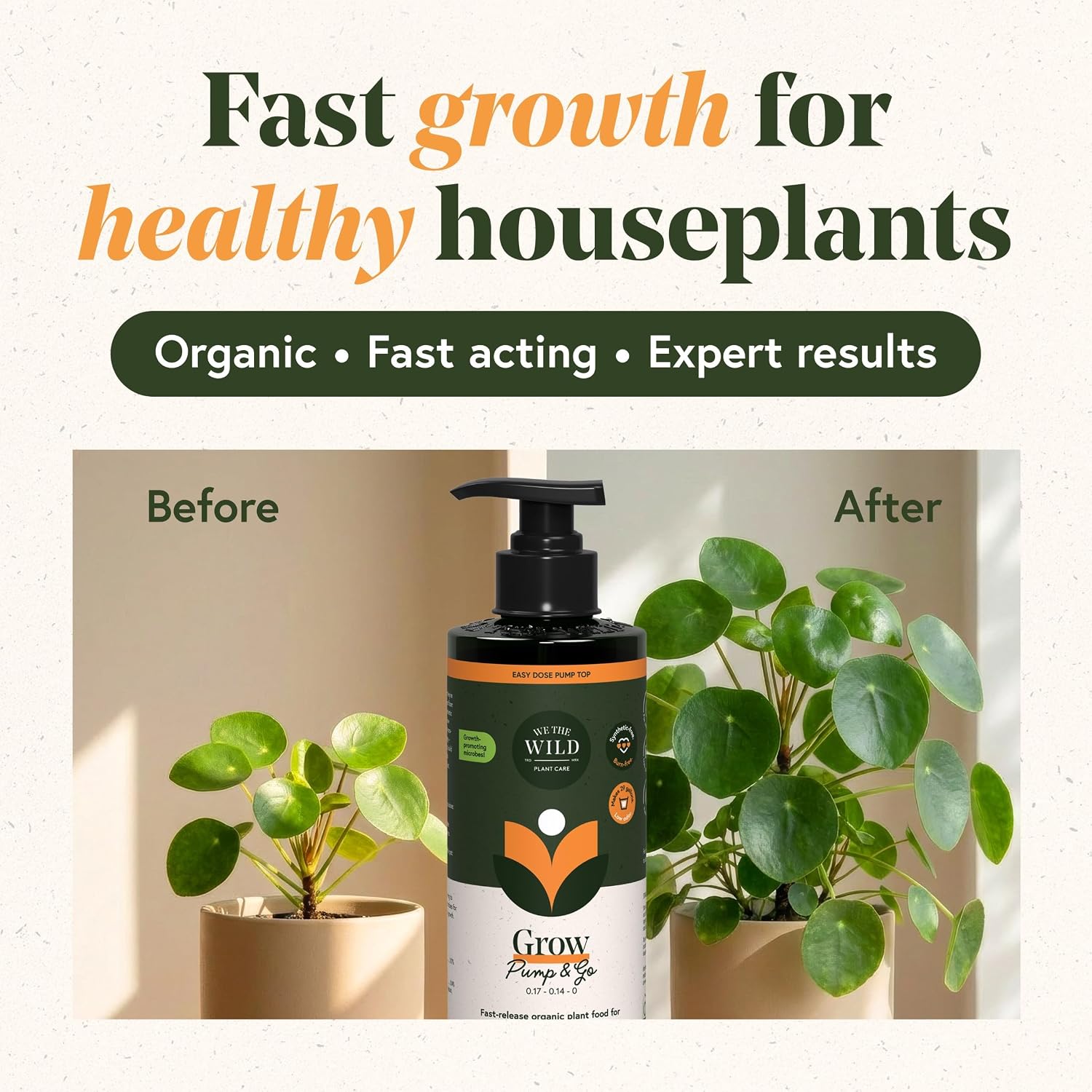 We the Wild Organic Grow Pump & Go | Indoor Plant Food | 16.9 oz