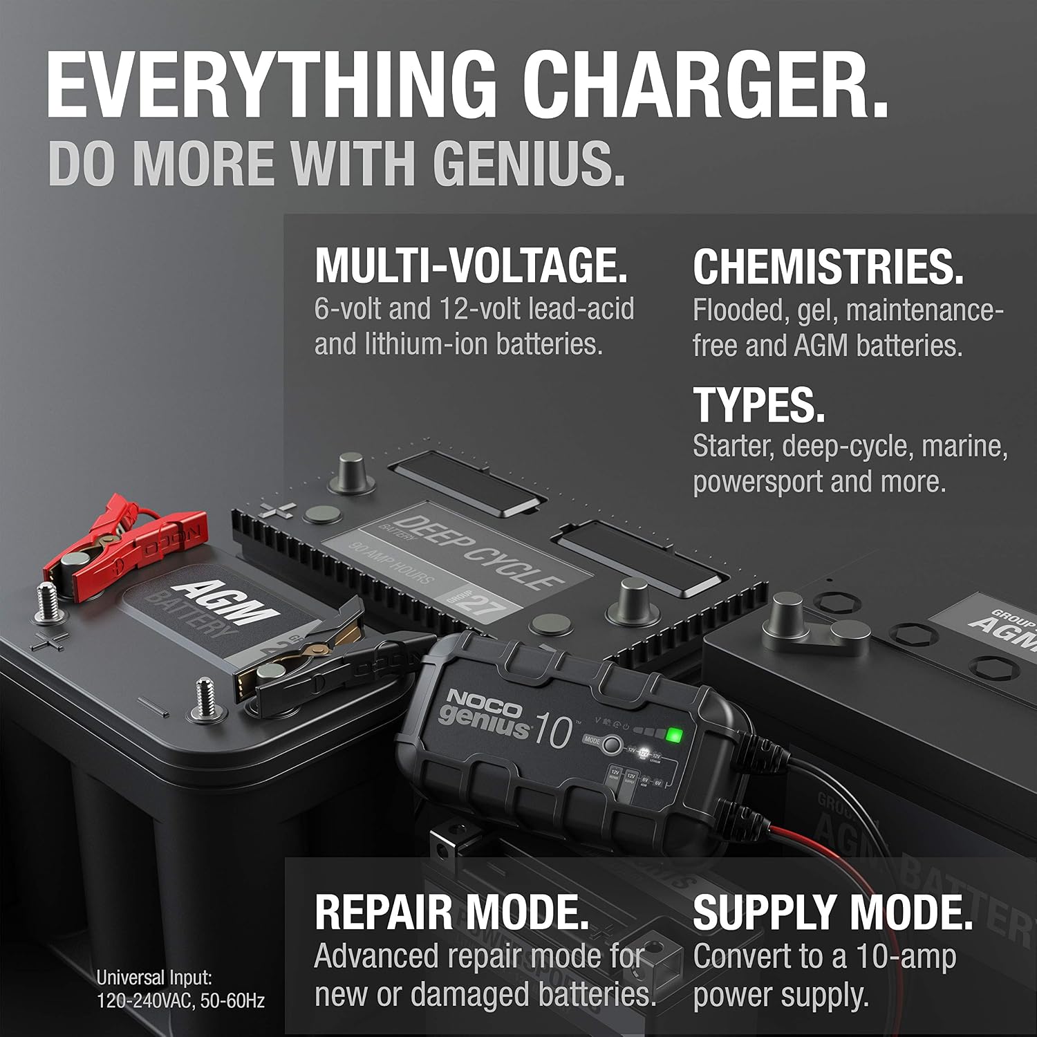NOCO GENIUS10 10A 6/12V Smart Battery Charger, Trickle Charger & Maintainer
