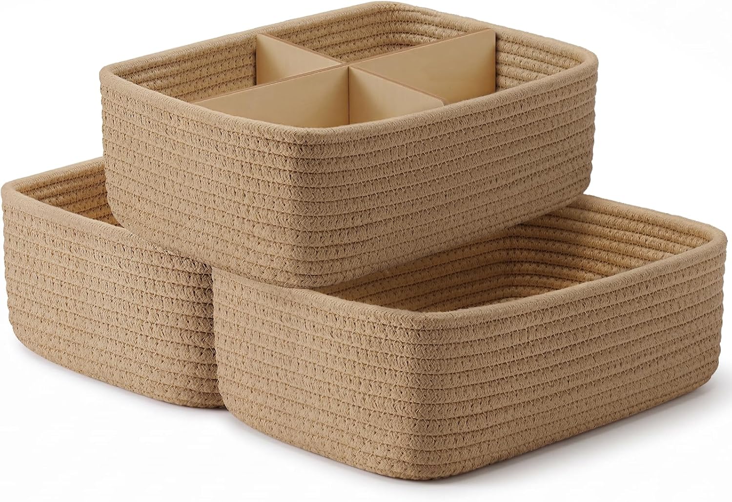 3 Pack Small Baskets for Organizing, Woven Storage Baskets for Shelves