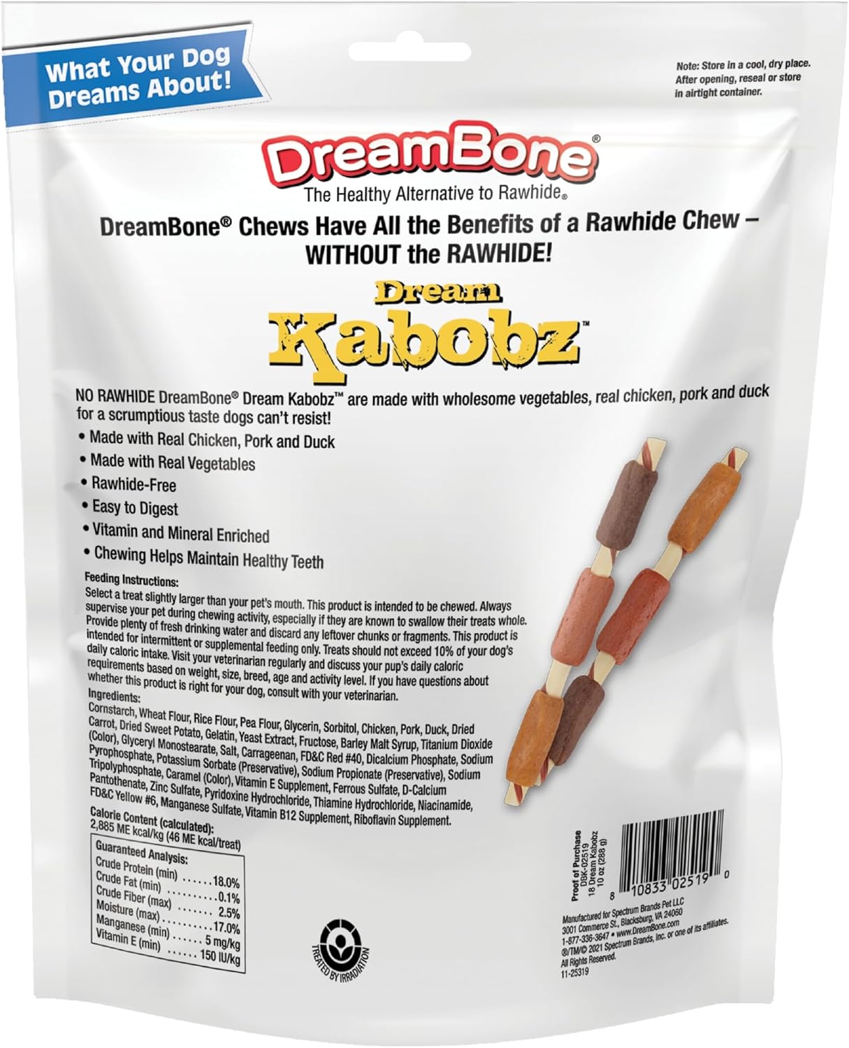 DreamBone Kabobz Rawhide-Free Dog Treats With Real Protein, 18 Count