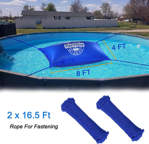 4x8 Ft Pool Pillows for Above Ground Pools, 0.4mm Ultra Thick & Cold-Resistant Above Ground Pool Winter Pool Pillow, Winterizing Winter Closing Pillows,Ultra Airtight Pool Pillow(with 2x16.5ft Rope)