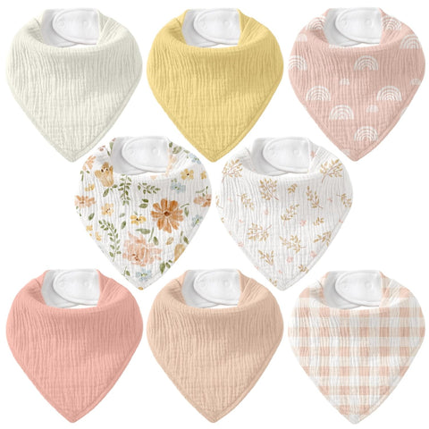 8 Pack Muslin Baby Bandana Bibs for Drooling and Teething