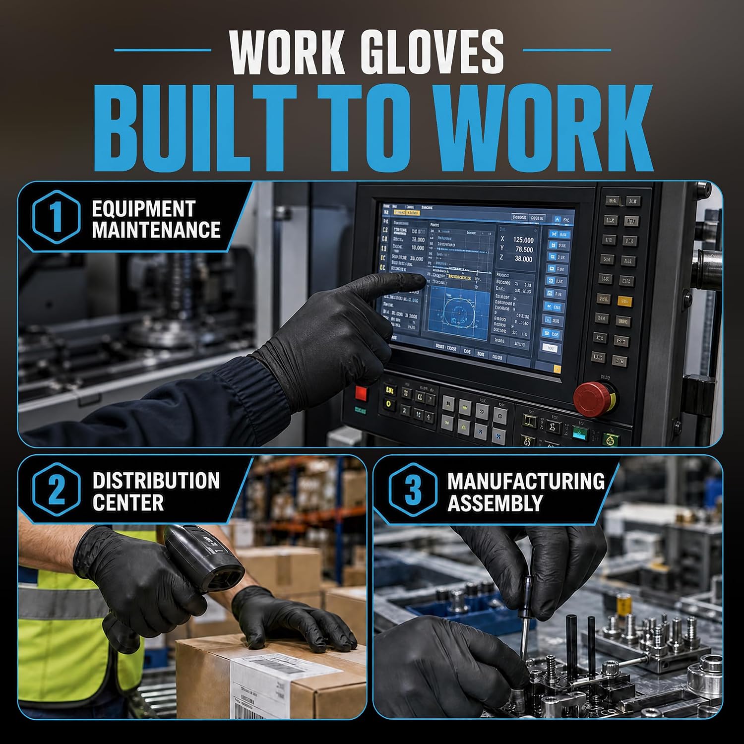 Nitrile Gloves HEAVY DUTY 6 Mil Disposable Rubber Black Gloves Large