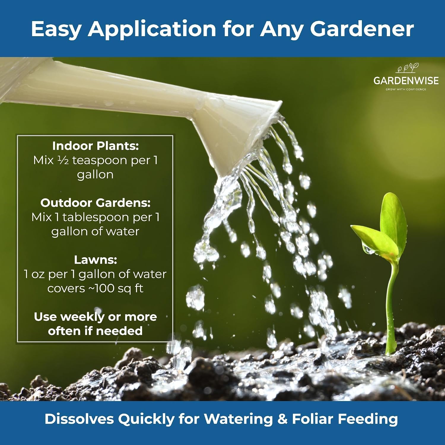 Gardenwise 20-20-20 Water-Soluble Fertilizer – Powder for Liquid Plant Food for Indoor & Outdoor Plants, Orchids, Vegetables, Lawns, Flowers – 20 20 20 Fertilizer (8 oz)