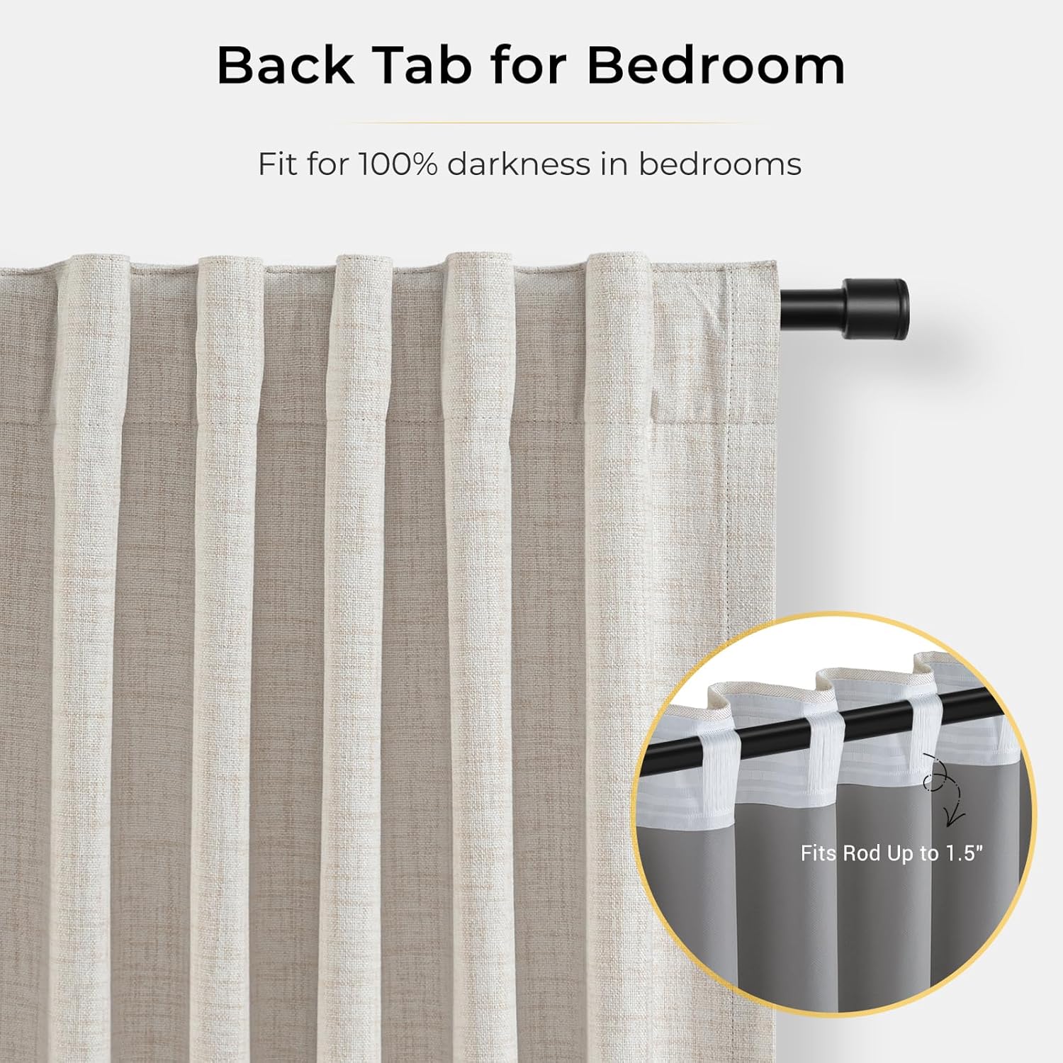 INOVADAY 100% Blackout Curtains for Bedroom Black Out Curtains 63 Inch Long