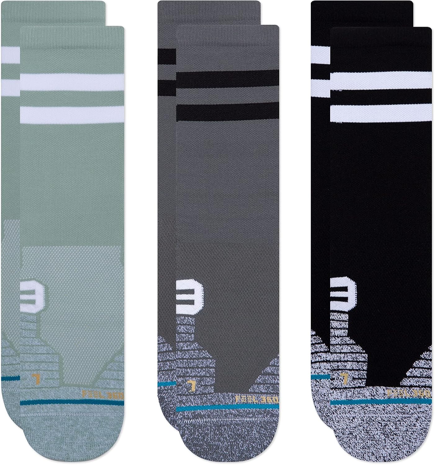 Stance Medium Performance Crew Socks 3-Pack, Nylon Blend Socks, Arch Support