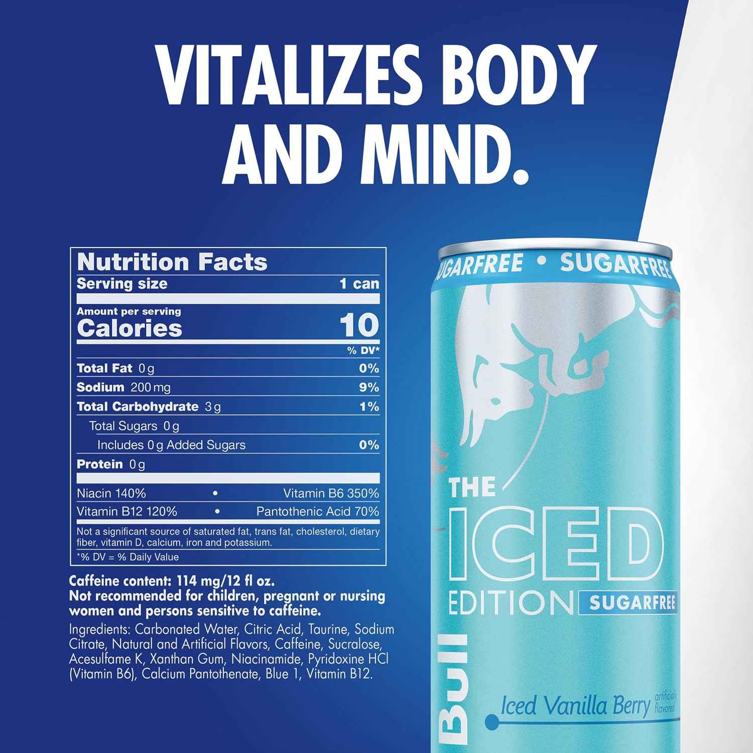 Red Bull Sugarfree Energy Drink, Iced Vanilla Berry, Iced Edition | contains caffeine, taurine, B-vitamins, sweeteners, and water, 12 fl oz, pack of 24 cans