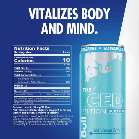 Red Bull Sugarfree Energy Drink, Iced Vanilla Berry, Iced Edition | contains caffeine, taurine, B-vitamins, sweeteners, and water, 12 fl oz, pack of 24 cans
