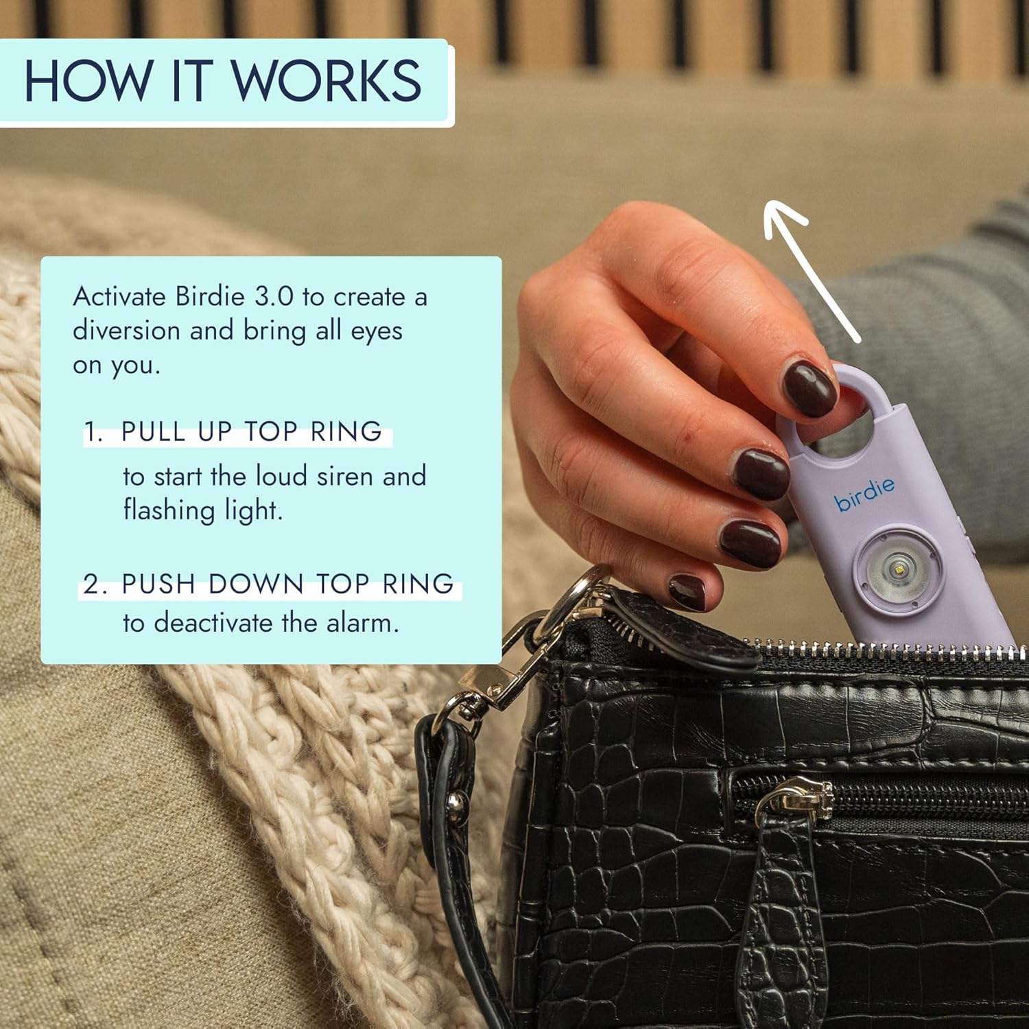 She’s Birdie 3.0 New Version – The Original Personal Safety Alarm for Women by Women–Loud Siren, Flash Light and Rechargeable Battery in a Variety of Colors (Metallic Rose Pink)