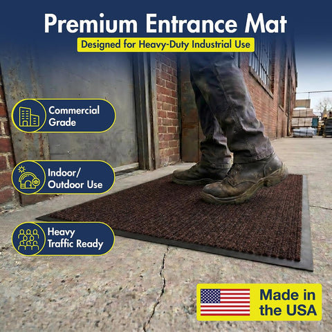 Notrax 109 Industrial Door Mat, 2' x 3' Brown, Made in the USA