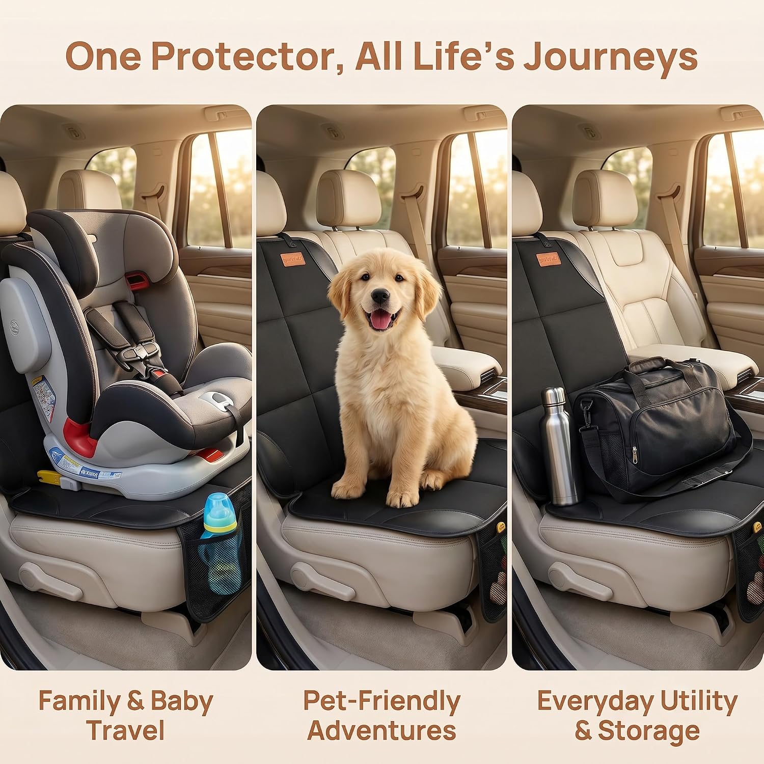 SMART ELF 2 Pack in Gift Box Car Seat Protector (Black)