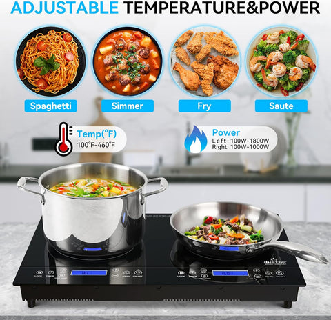 Duxtop LCD 1800W Portable Induction Cooktop 2 Burner 9720LCBI