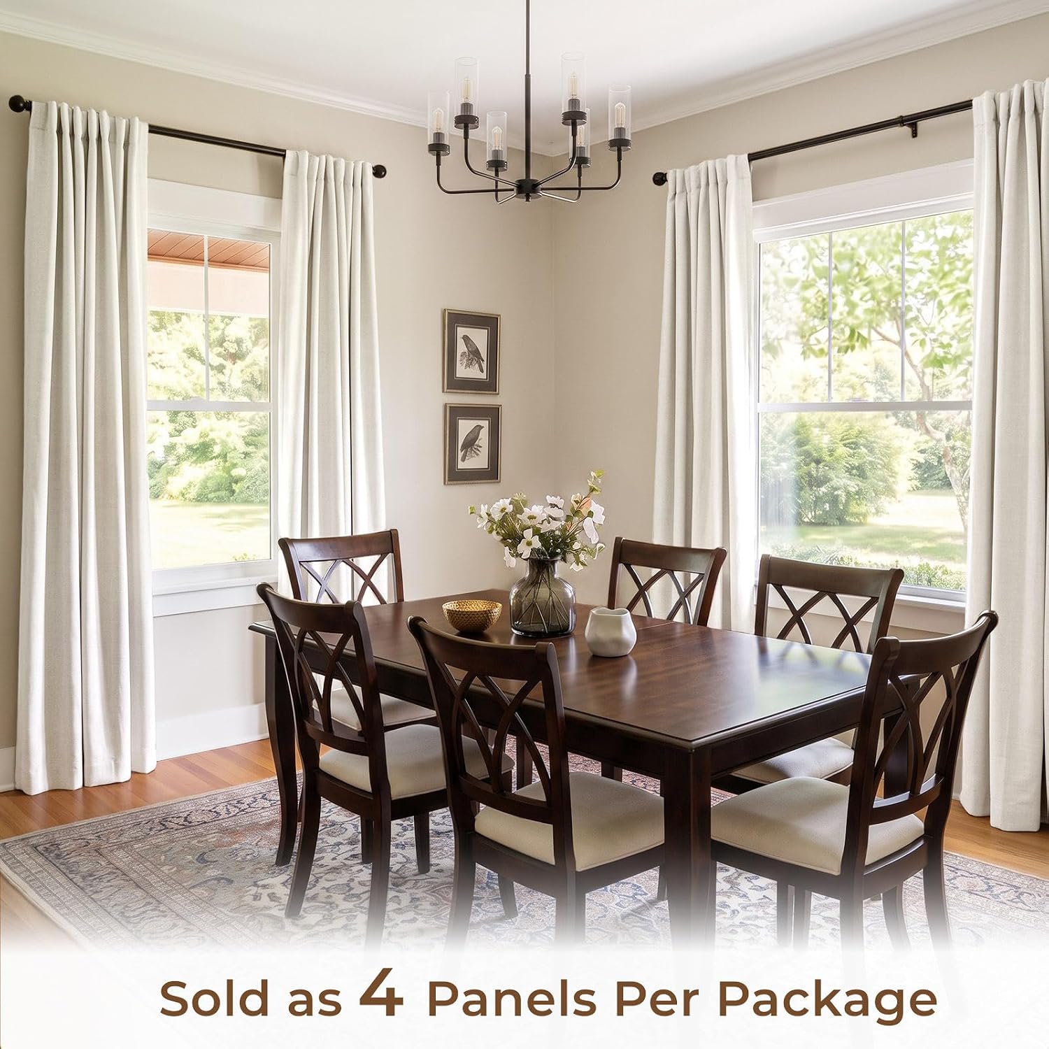INOVADAY 4 Panels Set Cream Blackout Curtains 84 Inches Long Living Room