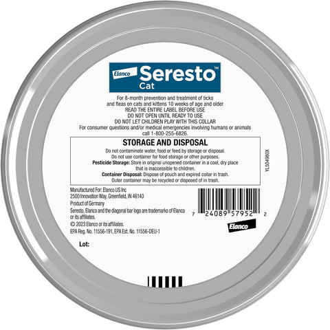 Seresto Cat Vet-Recommended Flea & Tick Treatment & Prevention Collar for Cats | 8 Months Protection