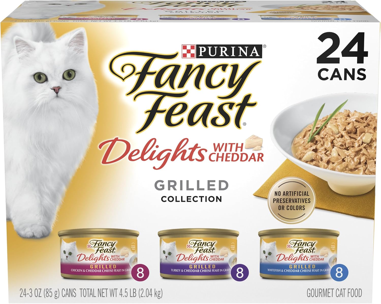 Purina Fancy Feast Delights with Cheddar Wet Cat Food, 3 oz cans, 24-Pack