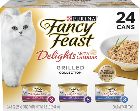 Purina Fancy Feast Delights with Cheddar Wet Cat Food, 3 oz cans, 24-Pack