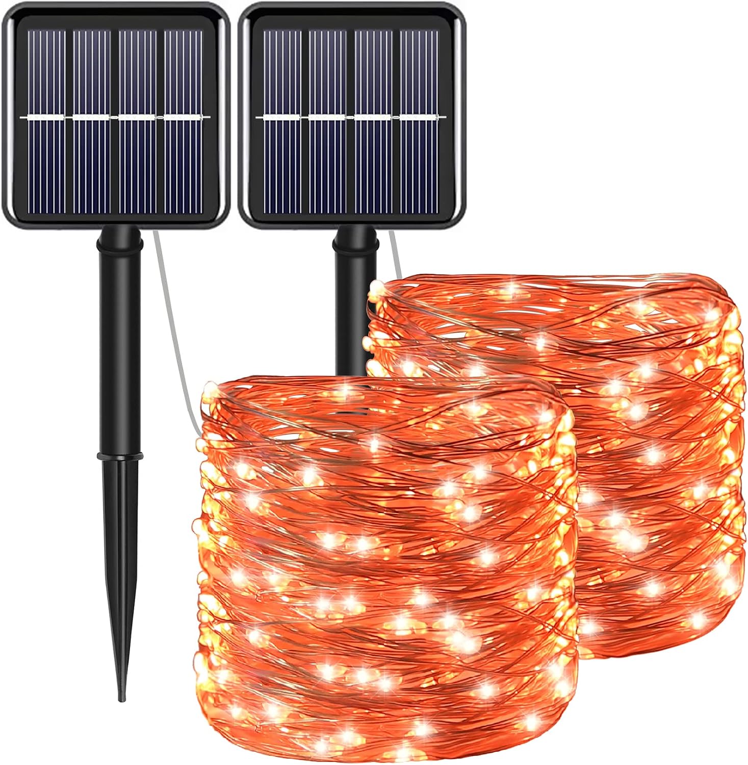 Fall Outdoor Decorations, Orange Solar Fairy Lights String, 100LED