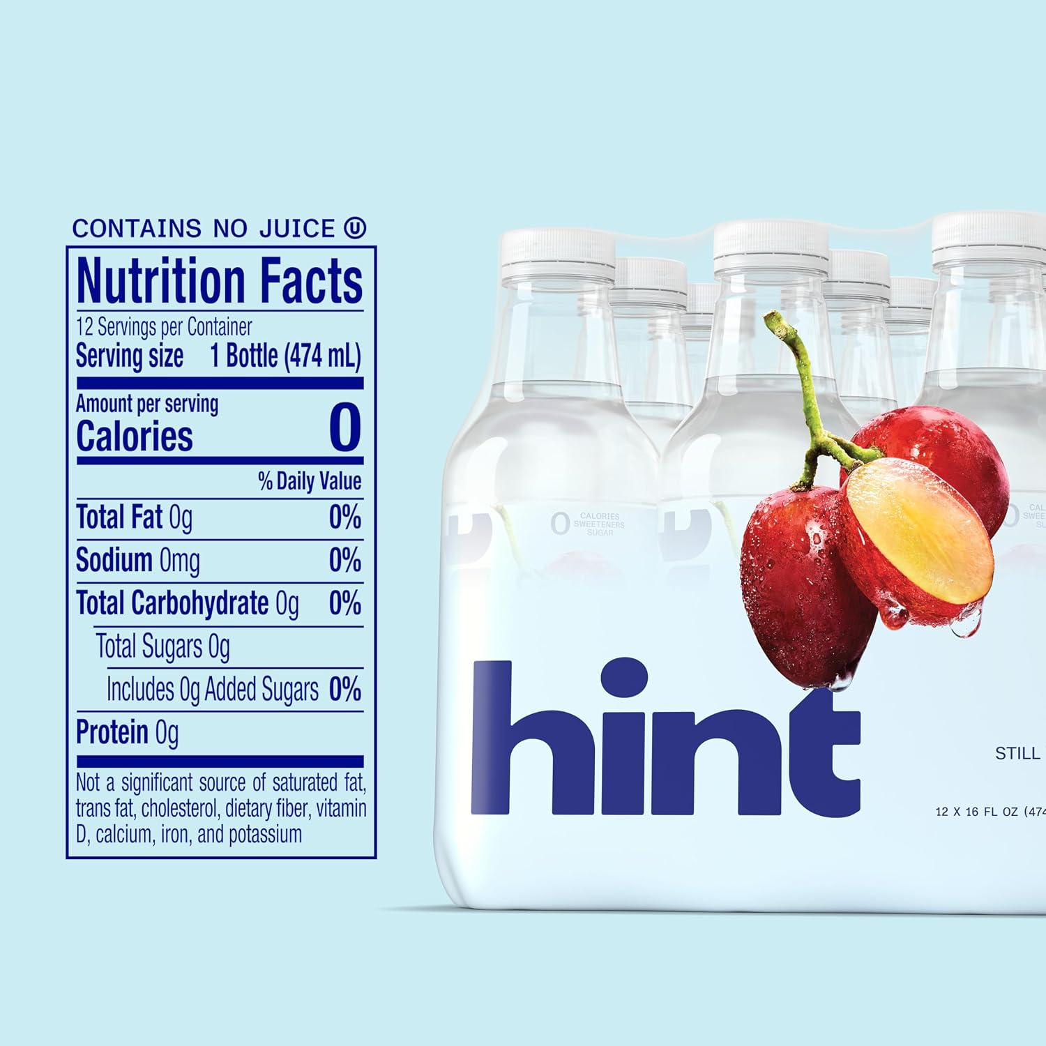 Hint Flavored Water Zero Sugar 0 Calories - Grape (12 pack)