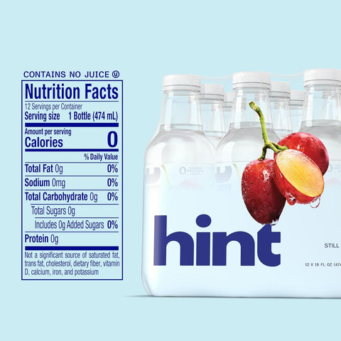 Hint Flavored Water Zero Sugar 0 Calories - Grape (12 pack)