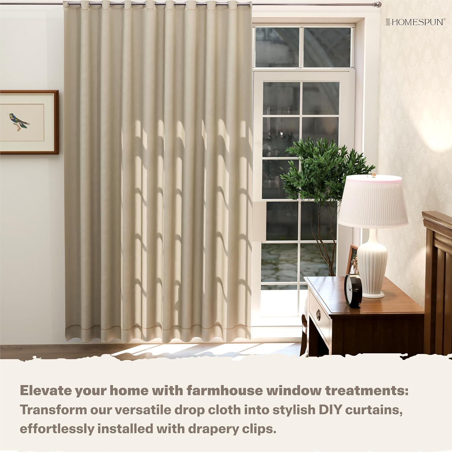 HOMESPUN Reusable Heavy-Duty Absorbent Canvas Drop Cloth 12 x 9 ft