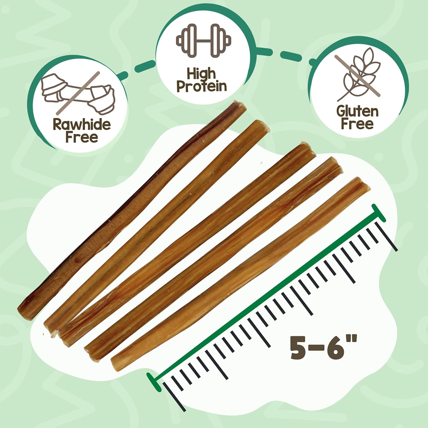 Nature Gnaws Large Bully Sticks 6" Rawhide Free Dog Chews, 3 Count