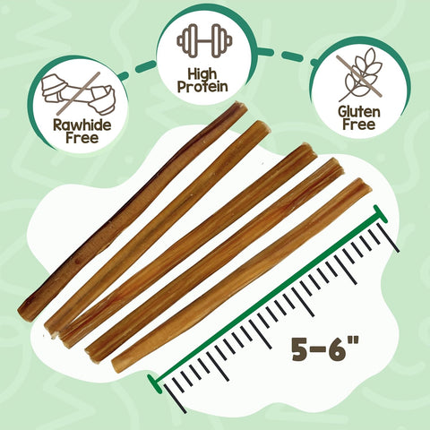 Nature Gnaws Large Bully Sticks 6" Rawhide Free Dog Chews, 3 Count