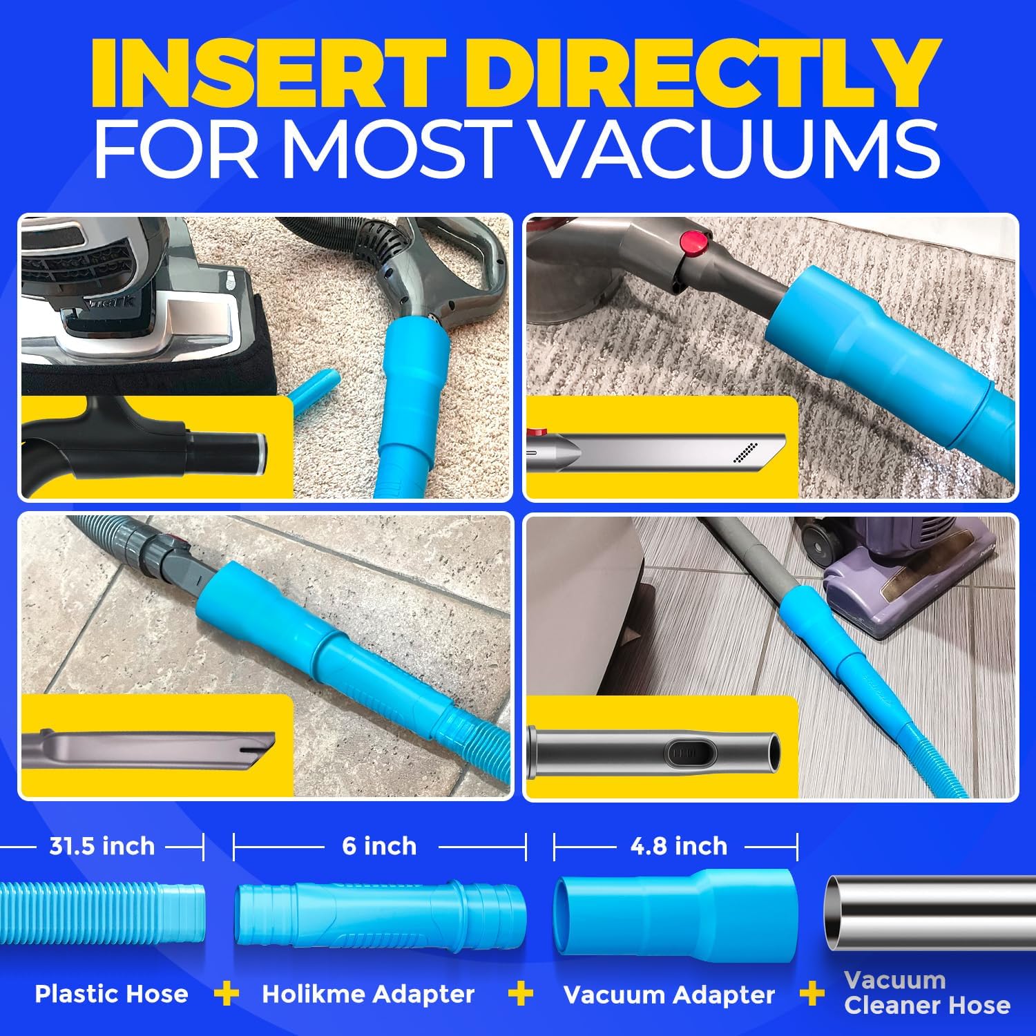 Holikme Dryer Vent Cleaner Kit 2Pack - Lint Vacuum Attachment & Brush