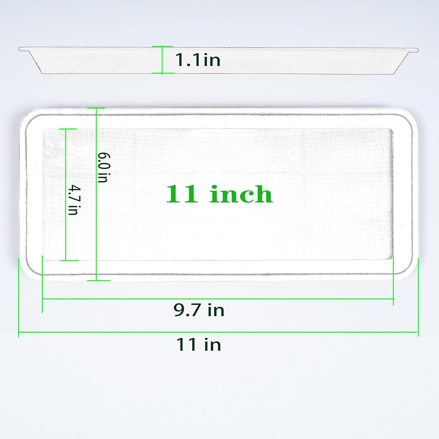 VUWEZ 6 Pack Plastic Plant Tray Saucer Rectangular, Heavy Duty Planter Saucers for Indoors, Plant Water Drip Trays for Flower Pot Planter, Windowsill Pot Tray, Seed Starting Growing Trays