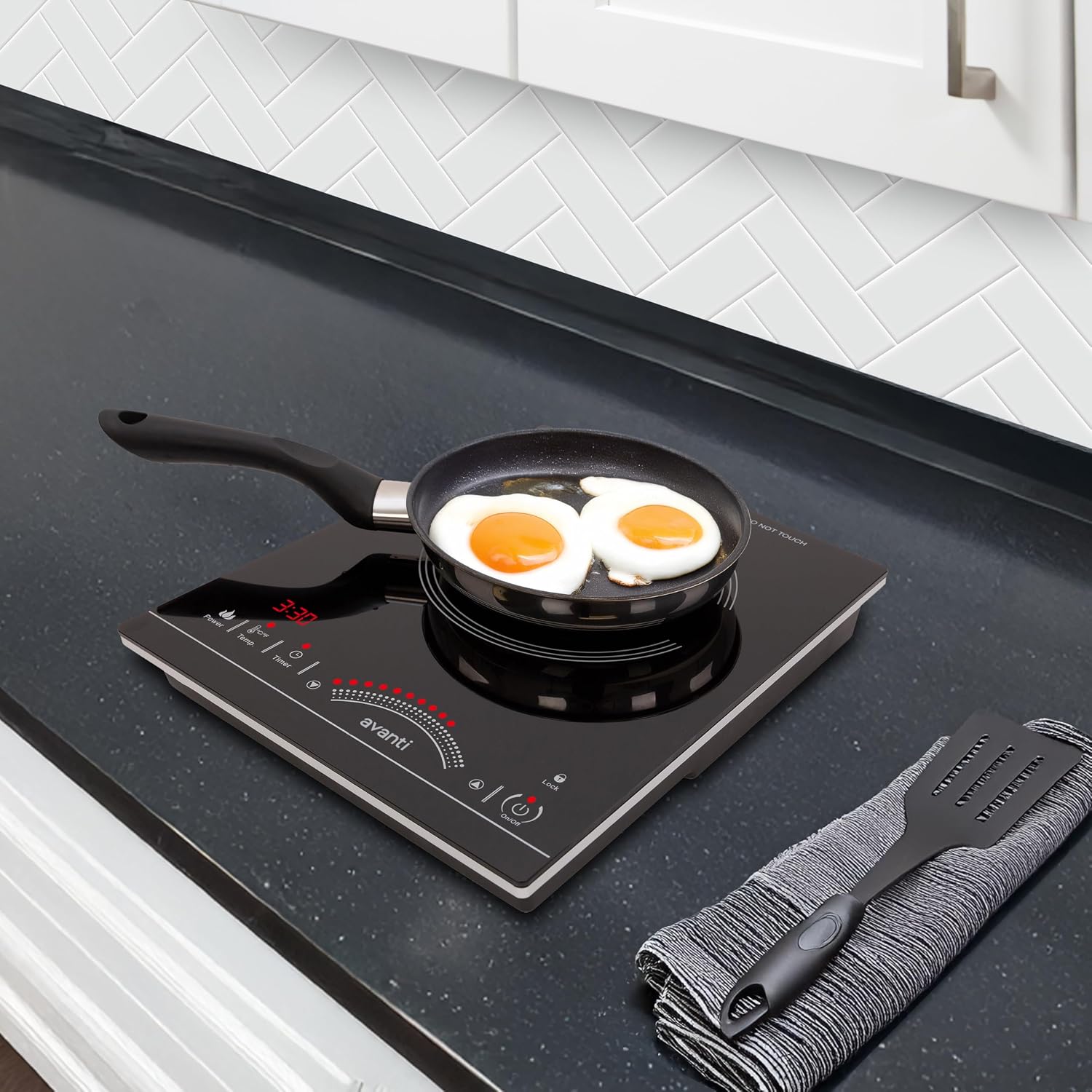 Avanti Portable Cooktop Electric Hot Plate Stove Top with Single Induction Burner, 6 Power Settings, Temperature Touch Control 140-460F Perfect for Campers & Tiny Homes, 1800-Watts, Black