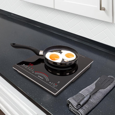 Avanti Portable Cooktop Electric Hot Plate Stove Top with Single Induction Burner, 6 Power Settings, Temperature Touch Control 140-460F Perfect for Campers & Tiny Homes, 1800-Watts, Black