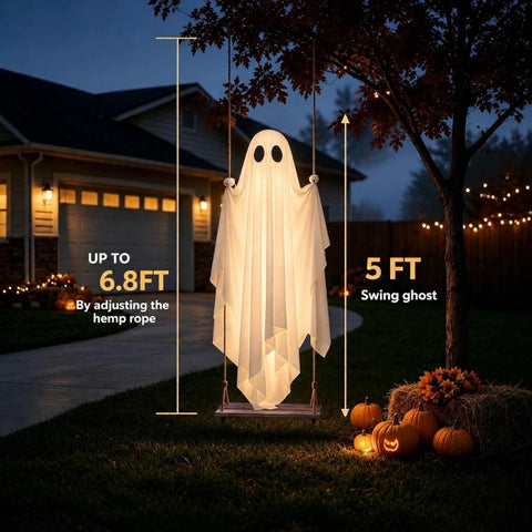Swinging Ghost Outdoor Decor, Halloween Decorations Hanging Ghost 5FT