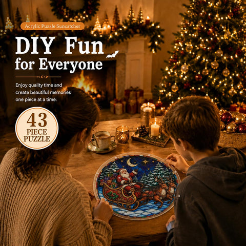 Santa Claus Acrylic Puzzle Suncatcher for DIY Window Decor 9.8"