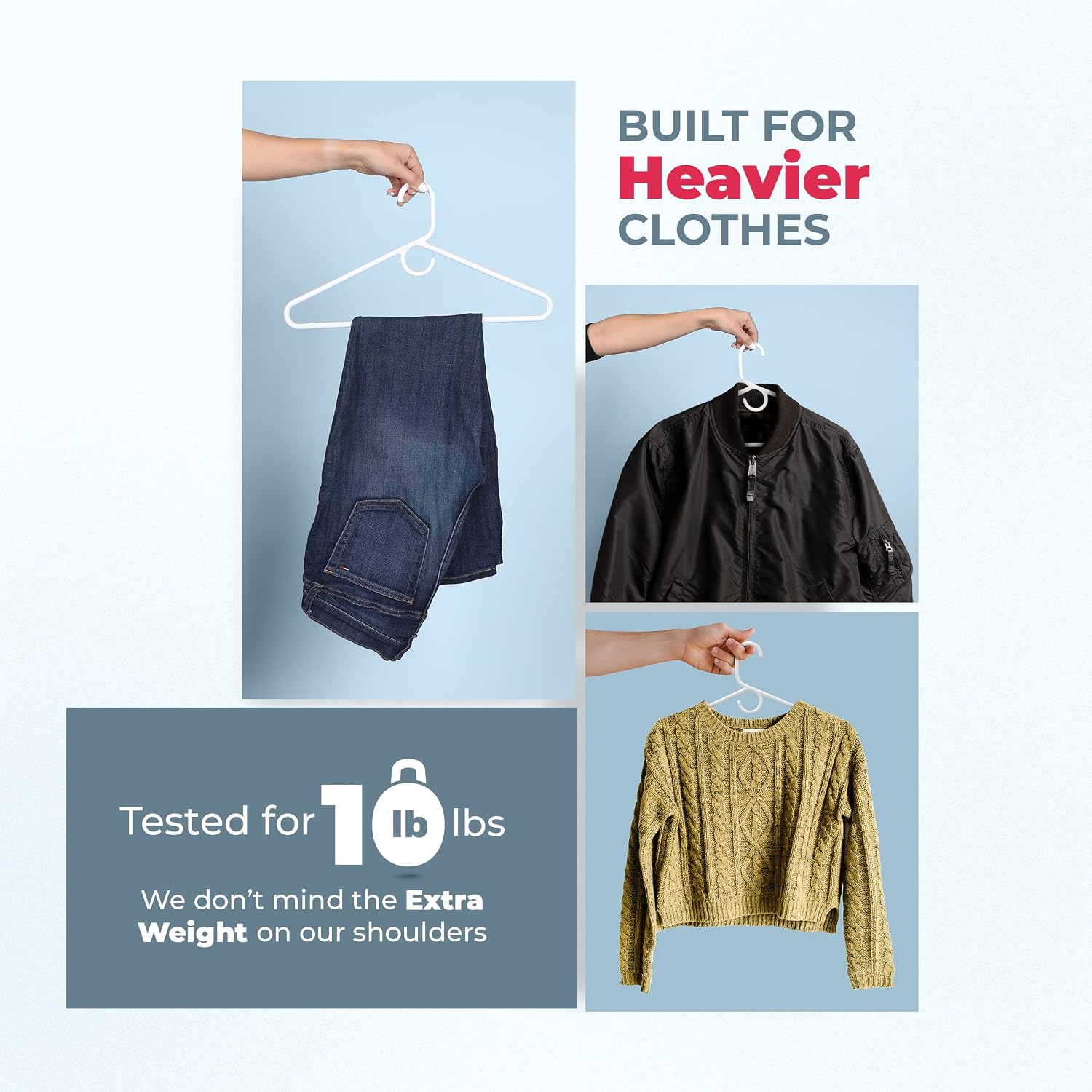 Heavy Duty Clothes Hangers 50+ Pack (72 Count) – Made in the USA – 8lb Capacity Plastic Hangers for Adult Clothing – Durable for Pants, Coats, Jackets, or Jeans – Black