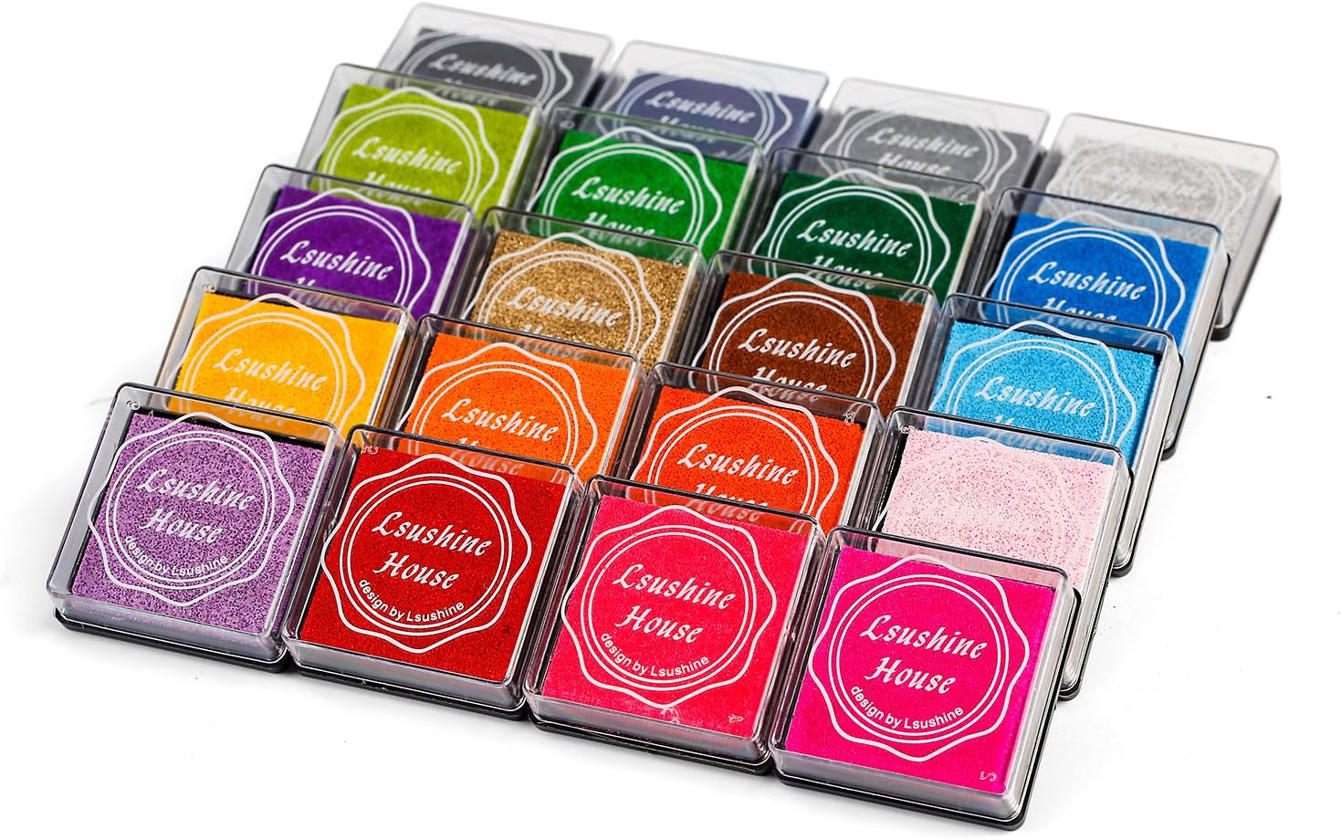 Lsushine Craft Ink Pads, 20 Colors Rainbow Finger Ink Pads for DIY Stamping