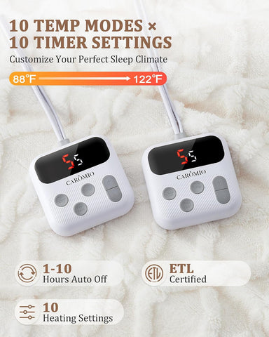CAROMIO Electric Blanket King Size Dual Control, Heated Blanket King