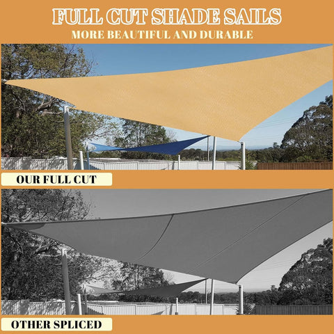 Cool Area Sun Shade Sail, Triangle 18x21x27.7ft, Sand (Custom Size)