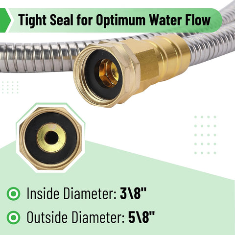 UNCO- Metal Garden Hose, 25 Feet Stainless Steel, No Kink, Lightweight