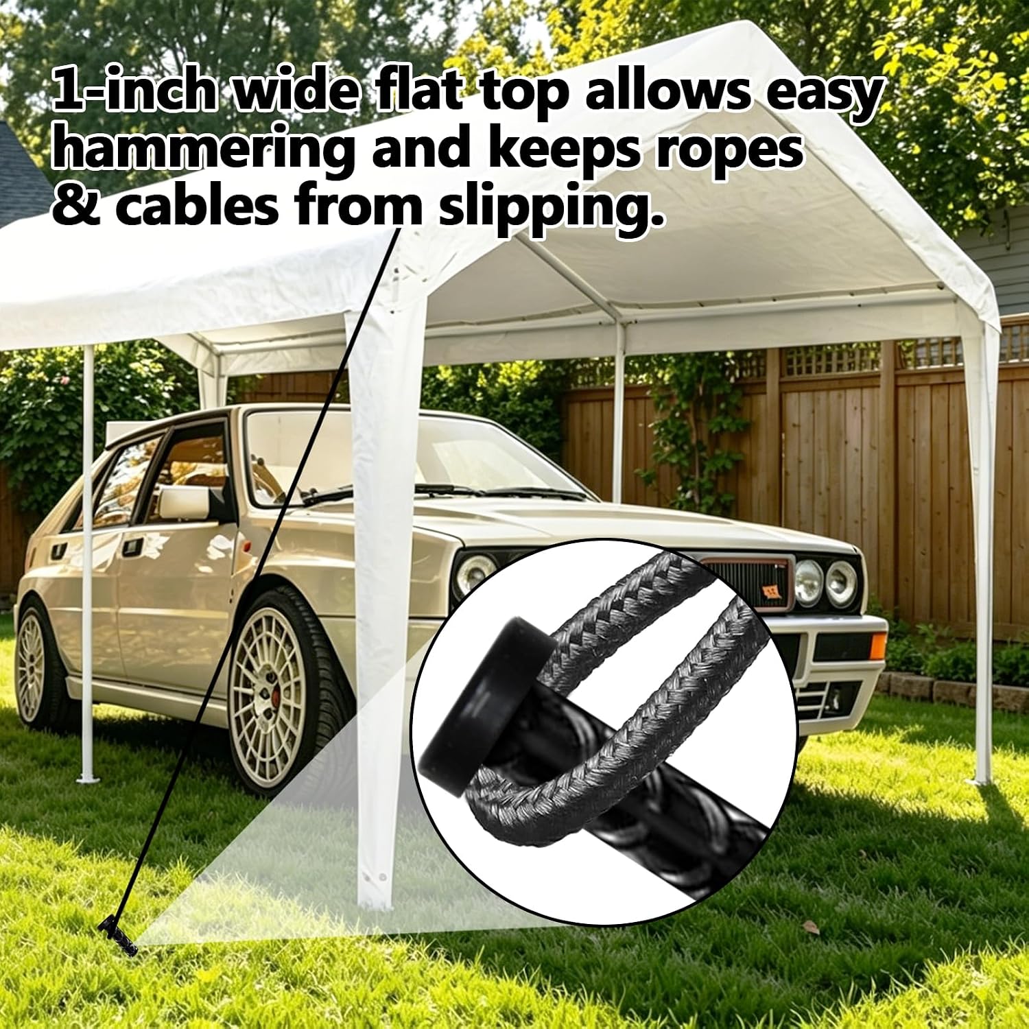 Eurmax USA 6-Pack 16 Inch Rust-Proof Steel Canopy Anchors for High Winds, 1/2 Inch Galvanized Rebar Stakes Heavy Duty Ground Anchors for Camping Tent, Speed Bump, Parking Curb, Garden Support