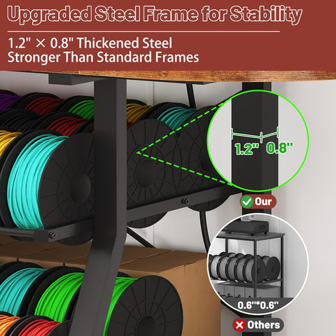 3D Printer Stand with Foldable Desktop & Fabric Drawer – Compact Rolling 3-Tier 3D Printer Table with Power Outlet & X-Bracket Stability for Small Spaces, Home, Workshop