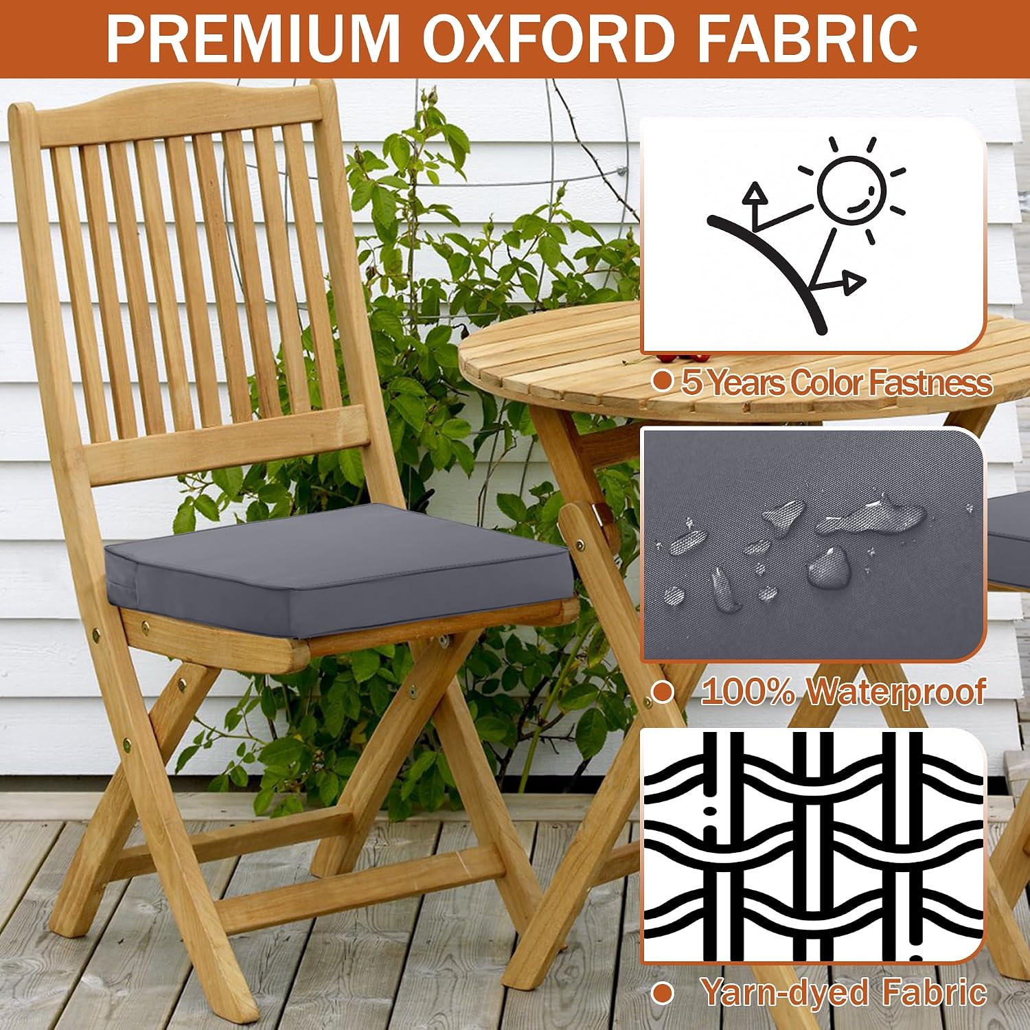 Outdoor Chair Cushions Set of 4, 18.5"x16"x3" Waterproof Seat Pads