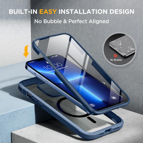 miracase for iPhone 13 Pro Case 6.1",Built-in Screen Protector,Dark Blue